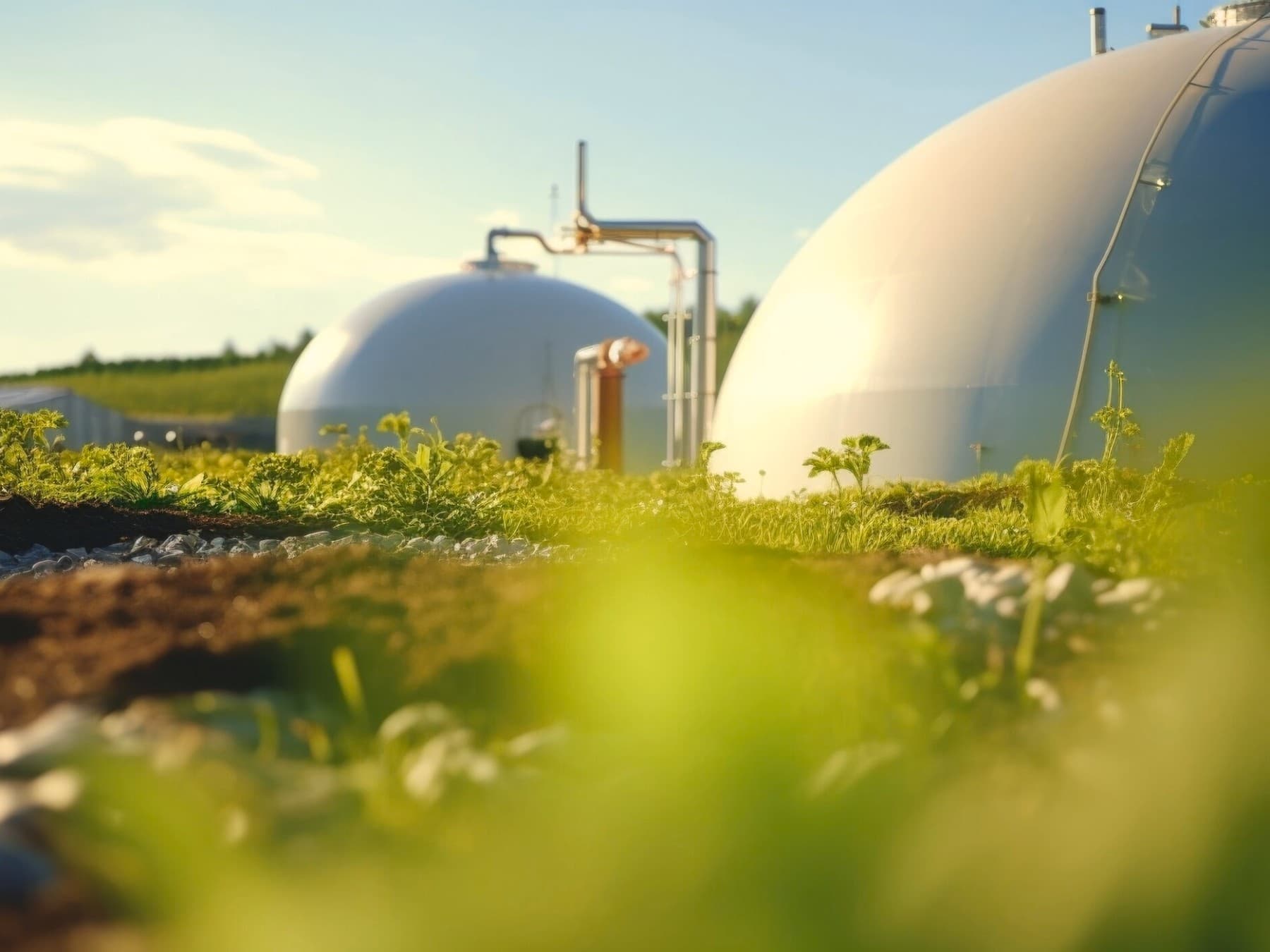 Vedere exterioara a unei instalatii de biogaz