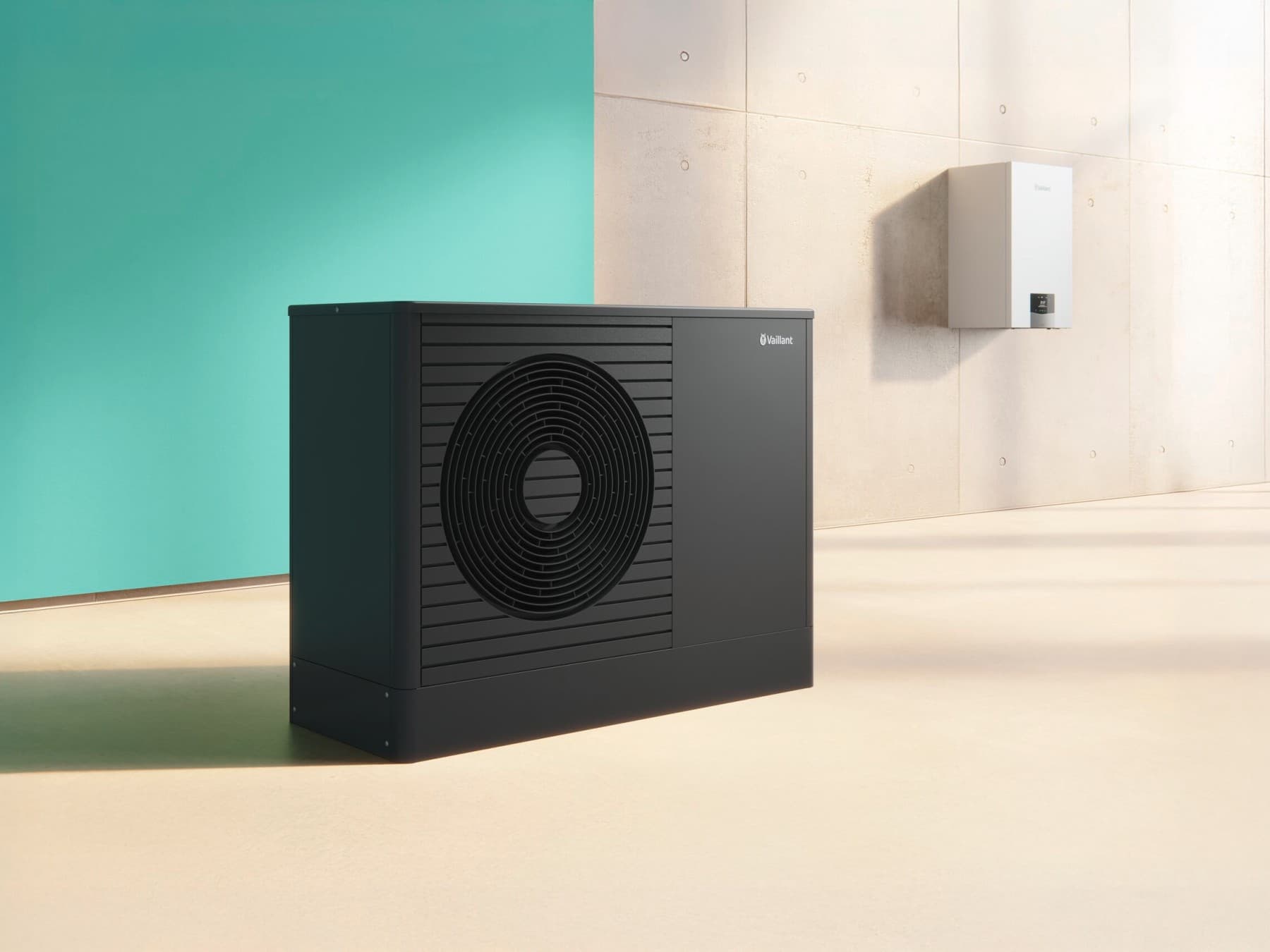 Sistem de incalzire hibrid cu pompa de caldura aroTHERM plus si centrala termica cu condensare pe gaz ecoTEC plus