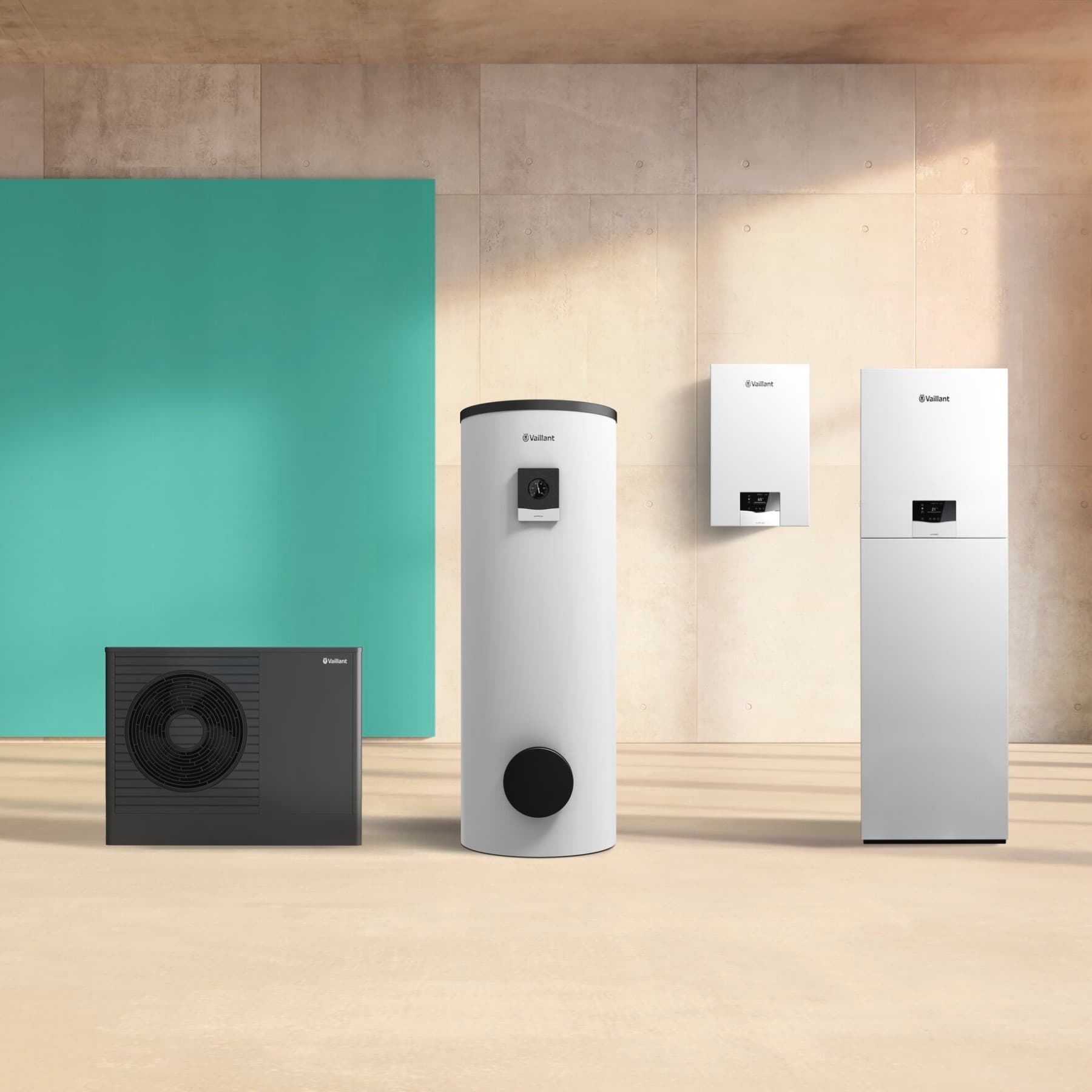 Produsele Vaillant expuse pe un perete