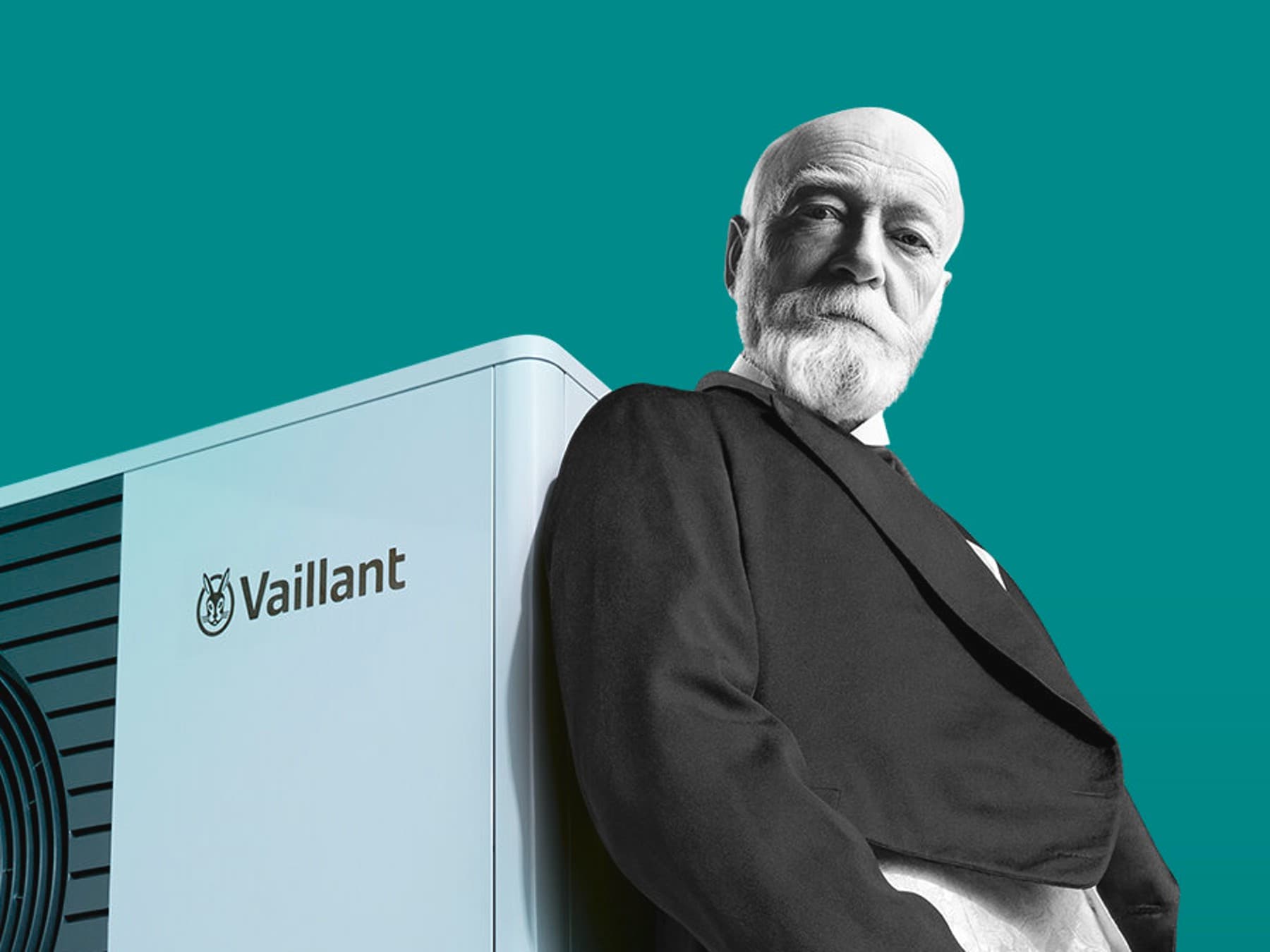 Johann Vaillant sprijinindu-se de o pompa de caldura Vaillant